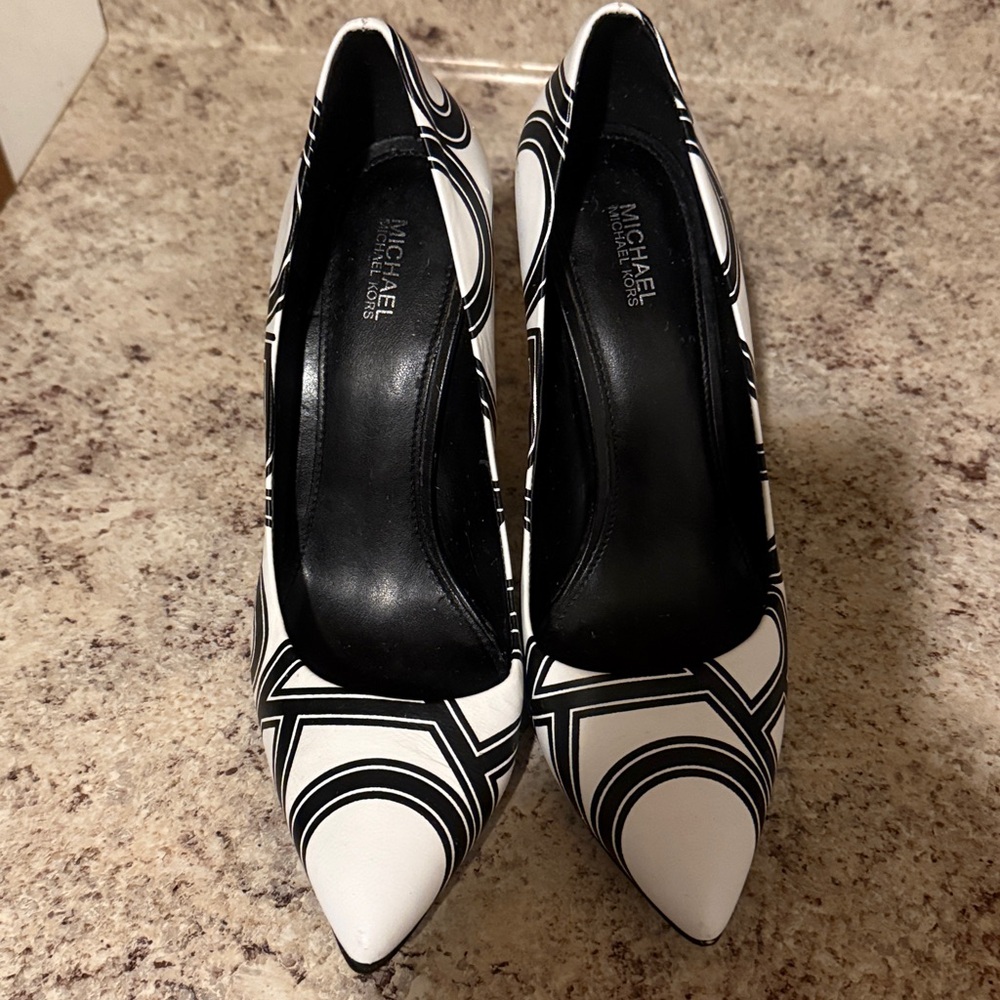 Michael Kors Monochrome Geometric Women's Heels BLACK & WHITE